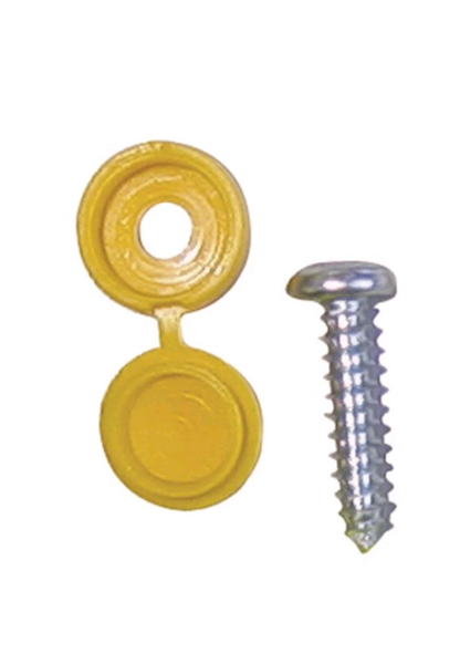 PEARL CONSUMABLES Number Plate Caps & Screws - Yellow - Pack of 50 - PNP144R