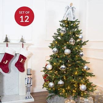 The Christmas Workshop 12PK Shatterproof Large Baubles Silver