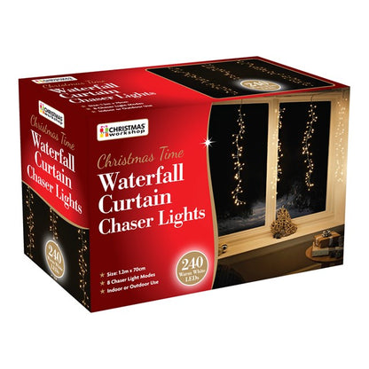 Christmas Workshop 240 LED Waterfall Curtain Chaser Lights - Warm White