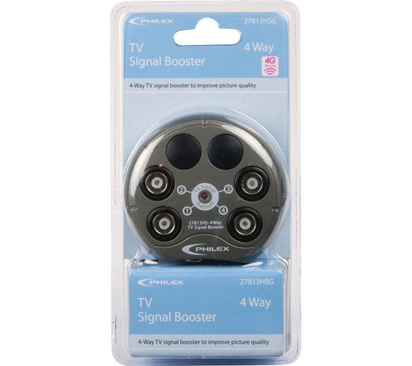 Philex 27813HSG 4-way Signal Booster for TV and 4g Device Freeview