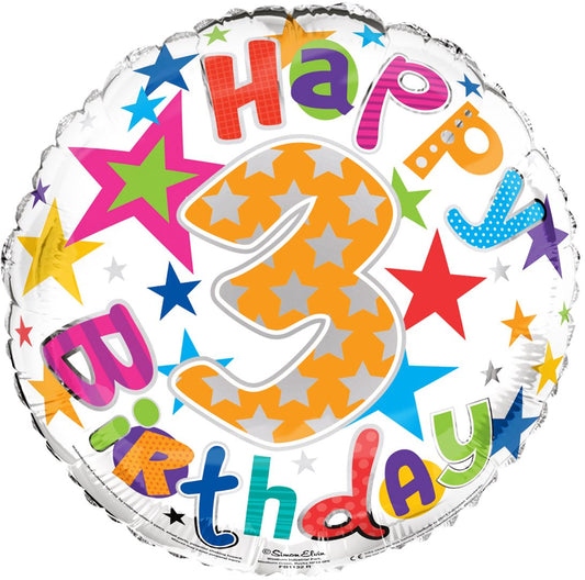 SIMON ELVIN AGE 3 UNISEX HELIUM BALLOON