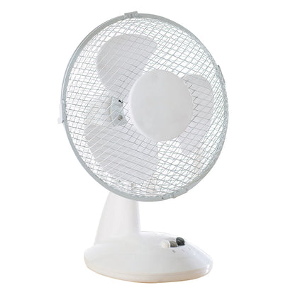 Daewoo 9" Desk Fan Oscillating Tiltable Head 2 Speed White