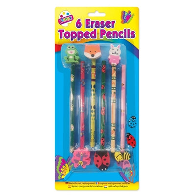 Tallon Artbox Fancy Eraser Topped Pencils - Animal Designs - Pack of 6 Assorted