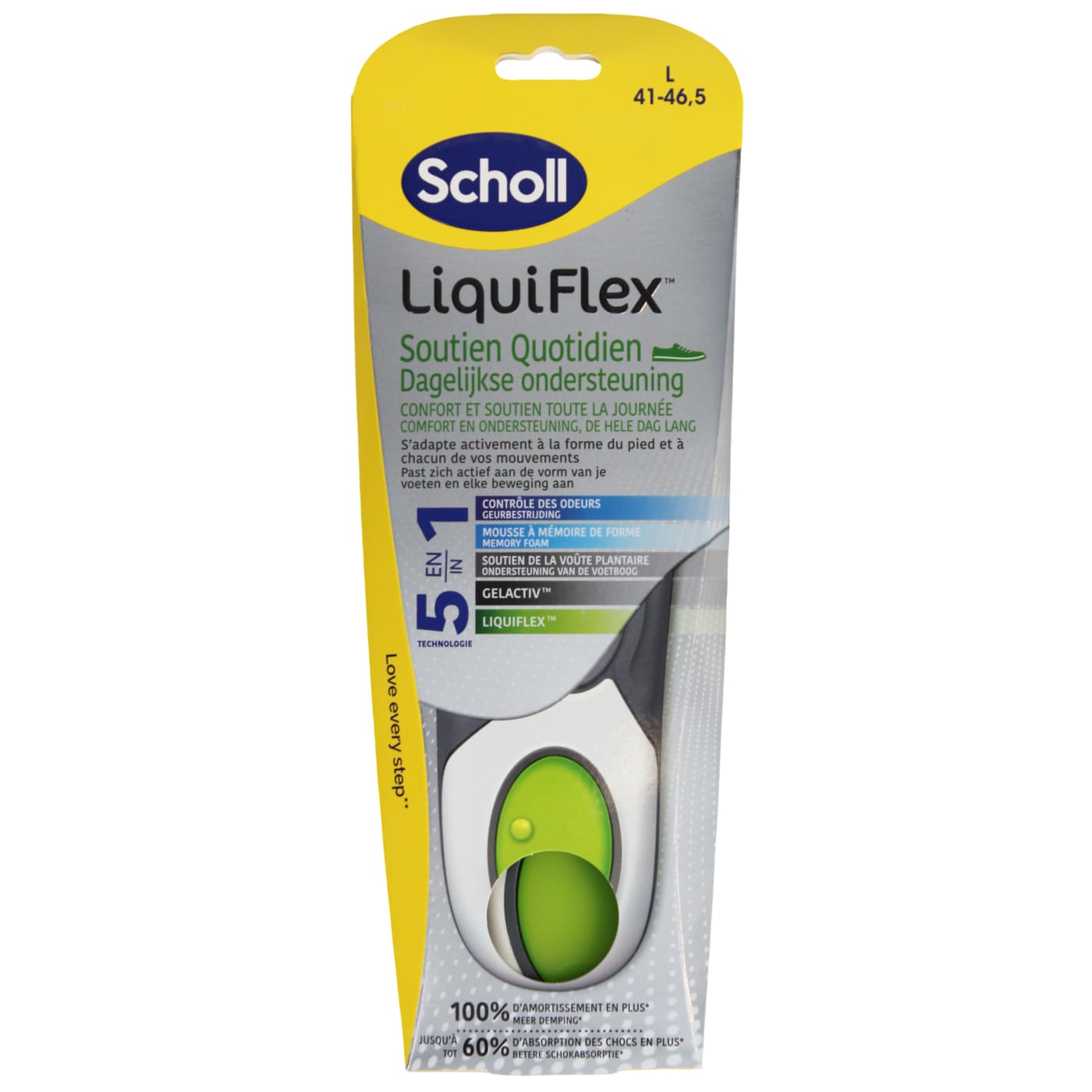 Scholl Liquiflex 5-in-1 Everyday Support Insoles Size Large