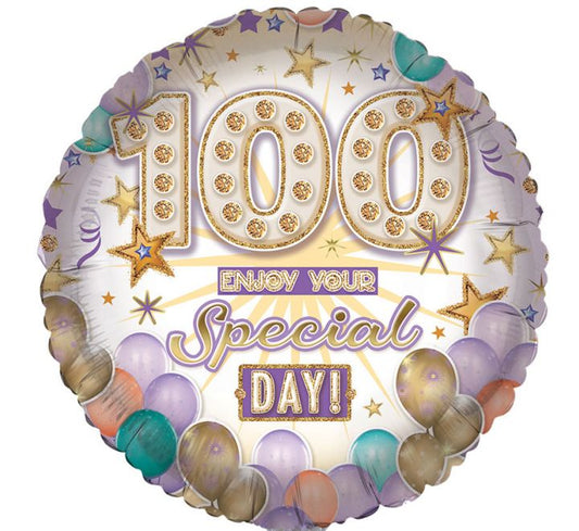 18in AGE 100 ENJOY YOUR SPECIAL DAY FOIL BALLOON