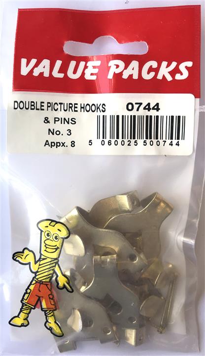 0744 - PD - Picture Hooks Double & Pins - 8/PK (Approx)