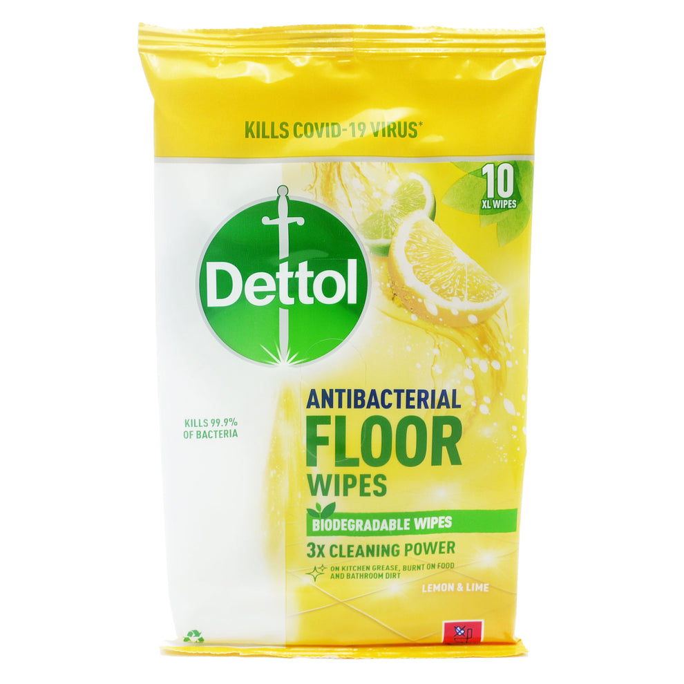 Lingettes Désinfectantes pour Sols Dettol, Zeste d'Agrume, 10 lingettes