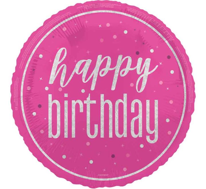 18in GLITZ PINK HAPPY BIRTHDAY FOIL BALLOON