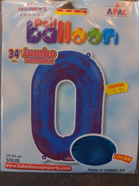 Grand ballon géant en aluminium bleu Hélium - 0 de 34 pouces