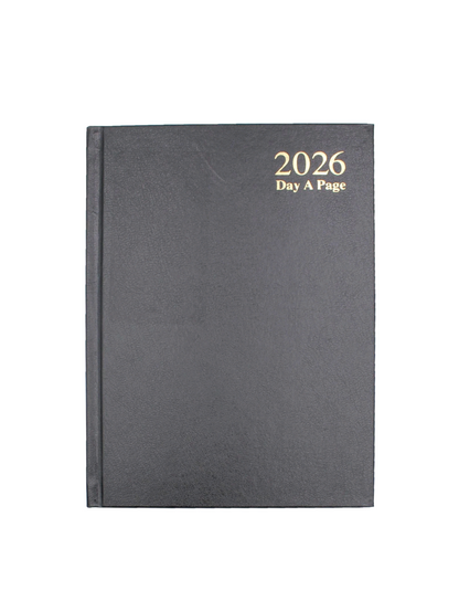 2026 A5 Diary Hardback Day a Page Full Sat/Sun 3282 - Black