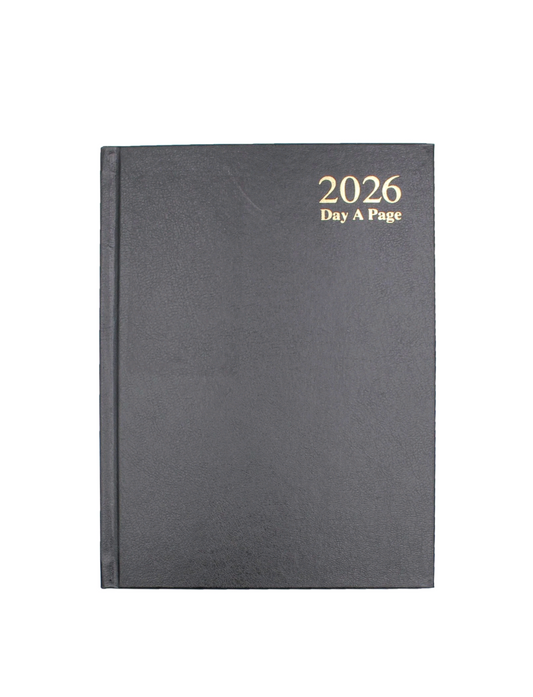 2026 A5 Diary Hardback Day a Page Full Sat/Sun 3282 - Black