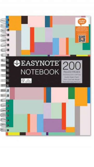 CAHIER A4 RELIURE SPIRALE 200 PAGES LIGNÉES MOTIFS ASSORTIS