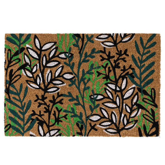 Paillasson en coco écologique avec envers en latex, 40x60cm - Feuilles