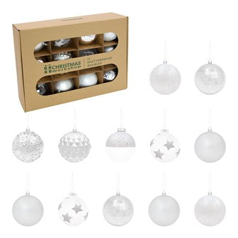 The Christmas Workshop 12PK Shatterproof Large Baubles Silver