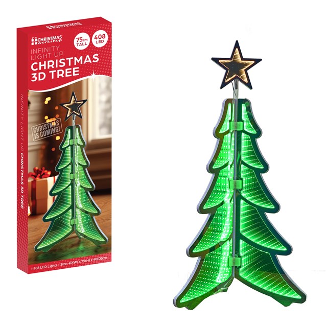 The Christmas Workshop 75cm 3D Effect Infinity Christmas Tree Light