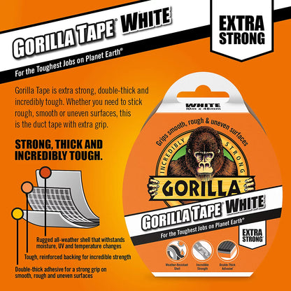 Gorilla - Ruban adhésif Gorilla 48mm x 10m Blanc