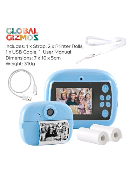 Global Gizmos Kids Camera Instant Print with Rotating Selfie Lens
