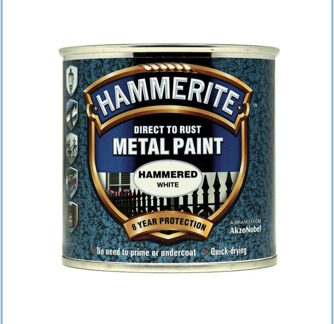 Hammerite Direct to Rust Hammered Finish Metal Paint White 250ml