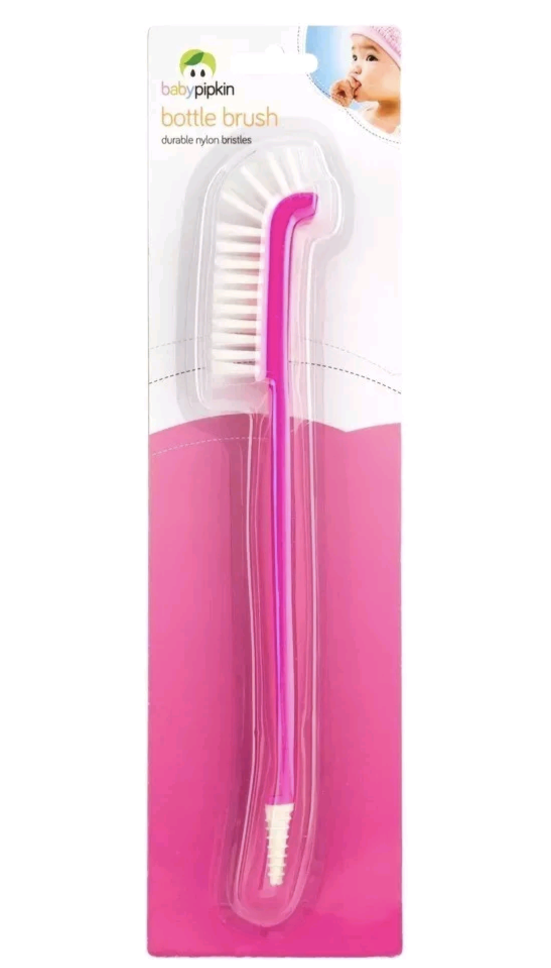 Long Handle Bottle Brush Nylon Bristles 2-in-1 Curve Head Washing Up Baby Bottle
