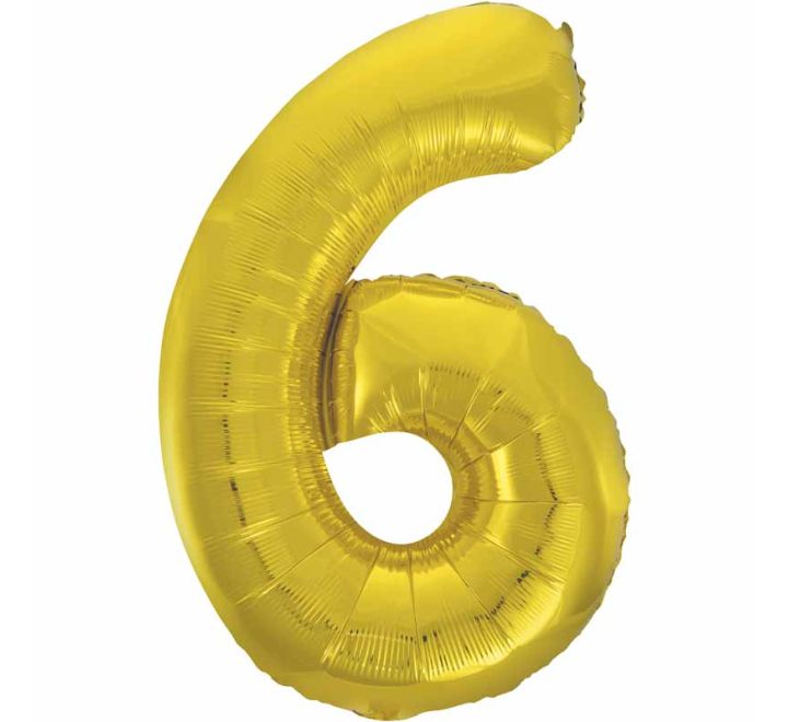 34in CLASSIC GOLD NUMBER 6 FOIL BALLOON