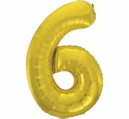 34in CLASSIC GOLD NUMBER 6 FOIL BALLOON