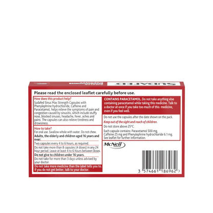 Sudafed Sinus Max Strength Capsules 16S