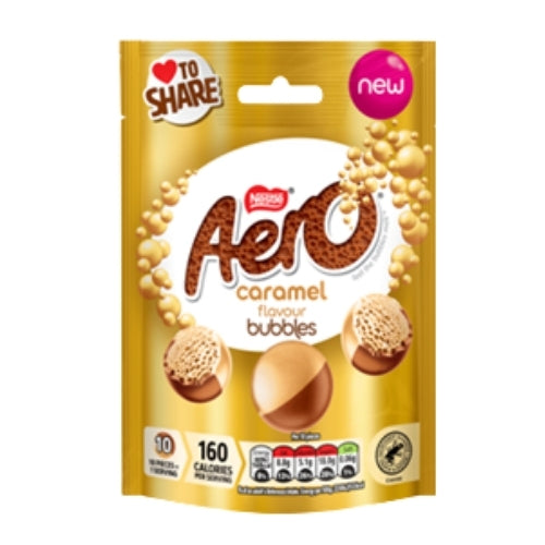 AERO BUBBLES CARAMEL FLAVOUR CHOCOLATE SHARING BAG 92G