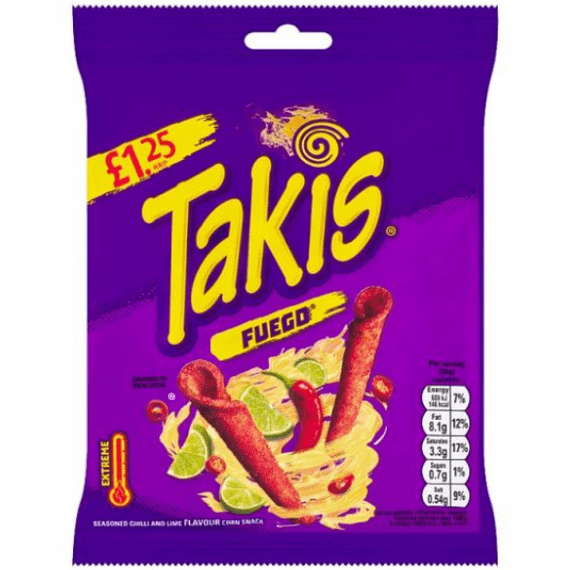 Takis Fuego Chilli & Lime Flavour Corn Snack 55g