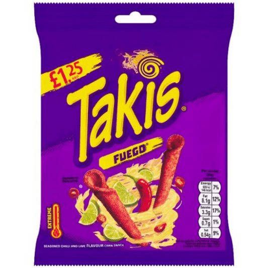 Snack de maïs Takis Fuego saveur piment et citron vert 55 g