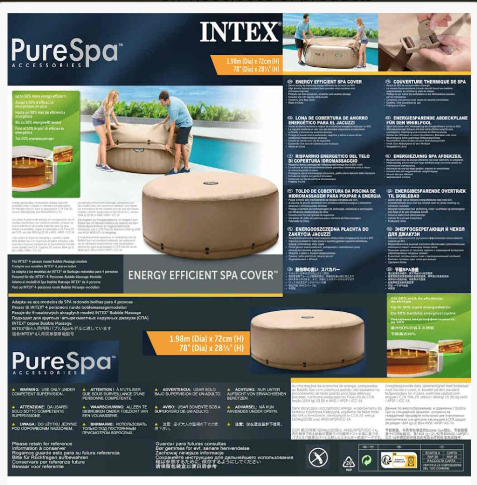 Intex Energy Efficient Spa Cover Pool Cover Spa Accessory Tub Protector Beige
