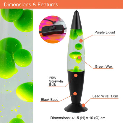Lampe à Lave Rétro Verte et Noire Global Gizmos