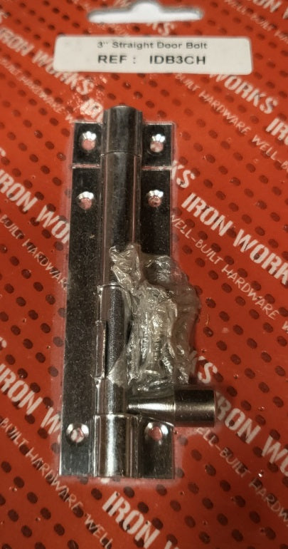IDB3CH - 3'' Straight Door Bolt Chrome