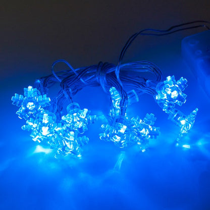 10 Blue Snowflake LED Battery Operated Lights
