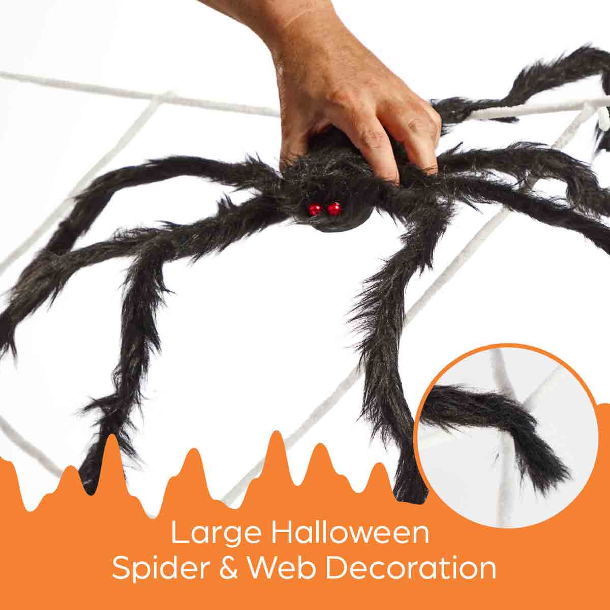 Global Gizmos Giant Halloween Web and Spider Hanging Decorations