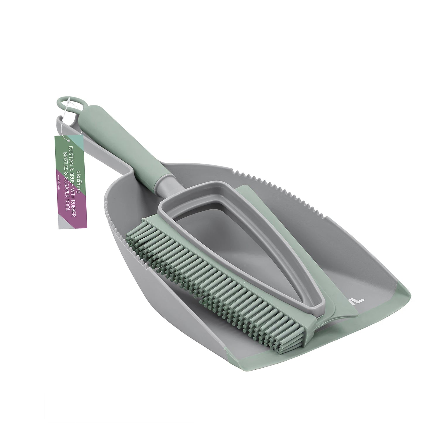 JVL Rubber Dustpan & Brush Set-Grey
