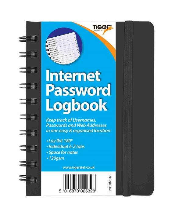 TIGER Password Notebook-Black Cover A6 - 302532