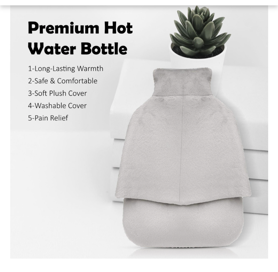 SlumberzzZ. Silver Fleece 2L Hot Water Bottle Feet Warmer