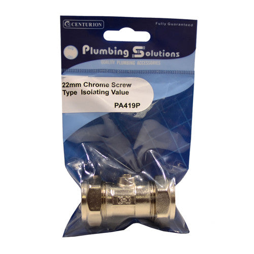 CENTURION 22mm Chrome Screw Type Isolating Valve