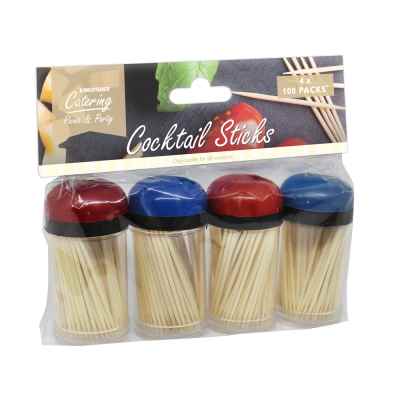4 x 100 paquets de bâtonnets à cocktail en bois