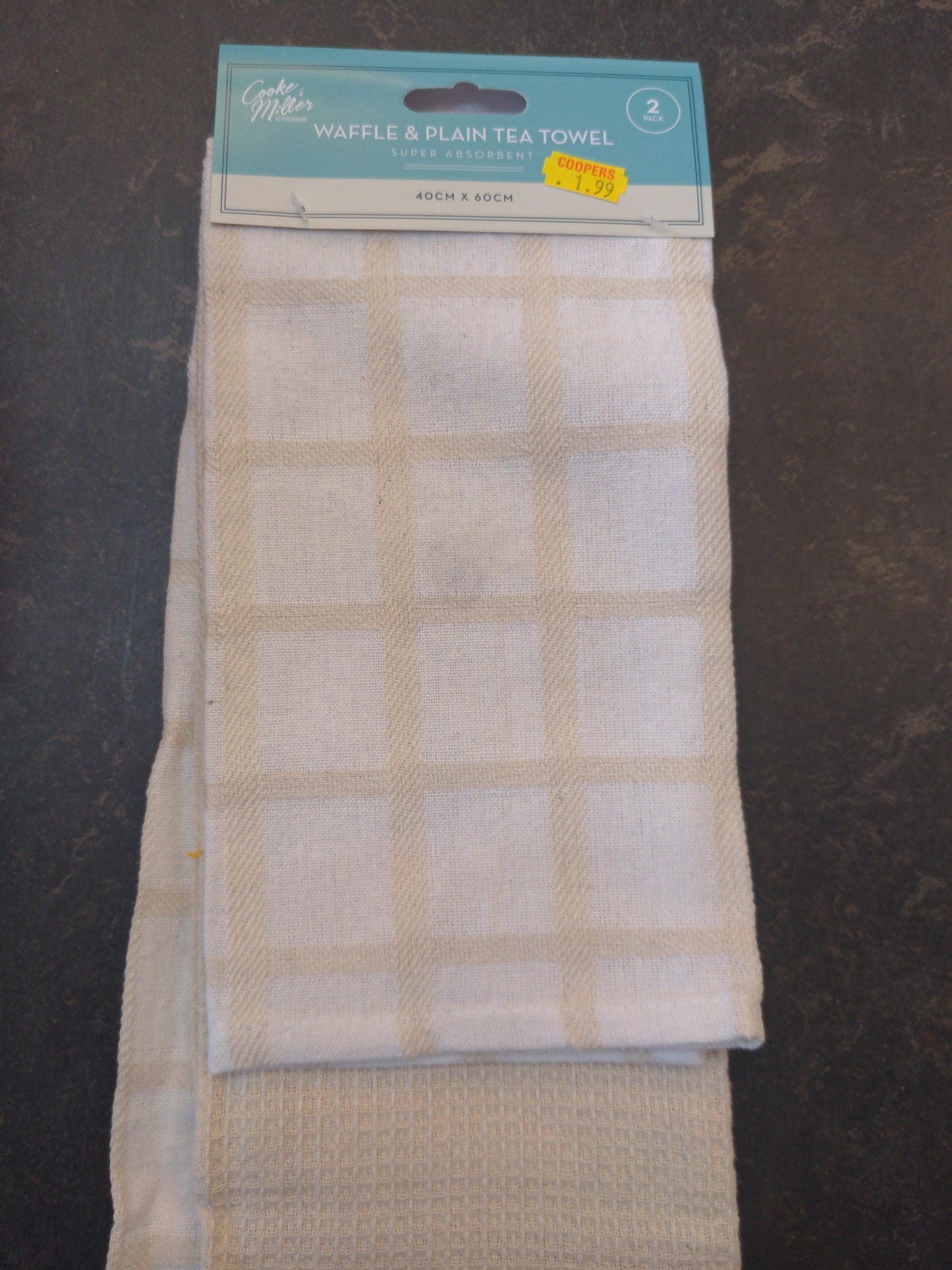 Waffle & Plain Tea Towel 2pack