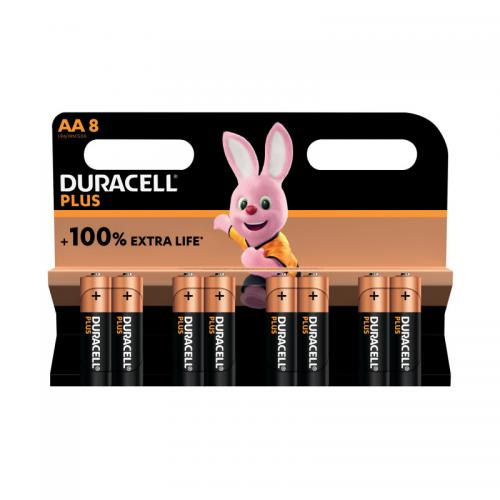 Pile alcaline Duracell Plus AA 100 % plus longue durée (Lot de 8)