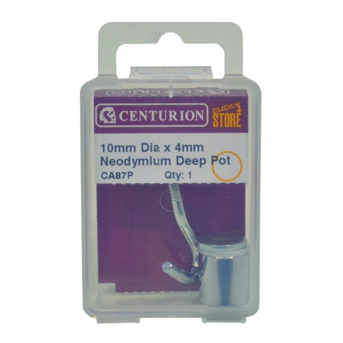 Centurion® Neodymium Deep Pot Magnets, 10mm, Silver
