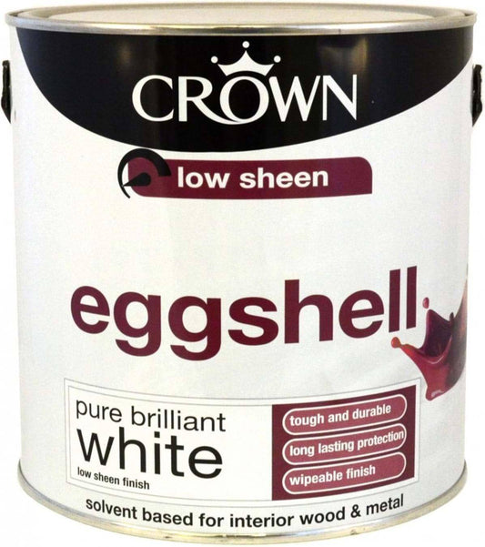 Peinture pour bois et métal Crown Interior Pure Brilliant White Eggshell 2,5 L