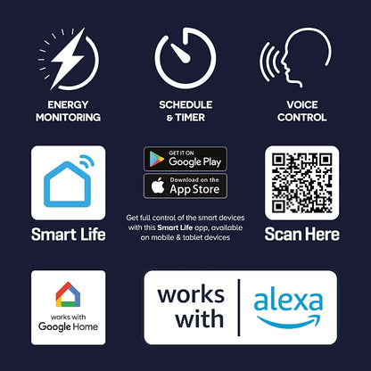 Multiprise intelligente Wi-Fi Daewoo (lot de 3) compatible Smart Life, Alexa, Google Home, Android avec surveillance de l'énergie