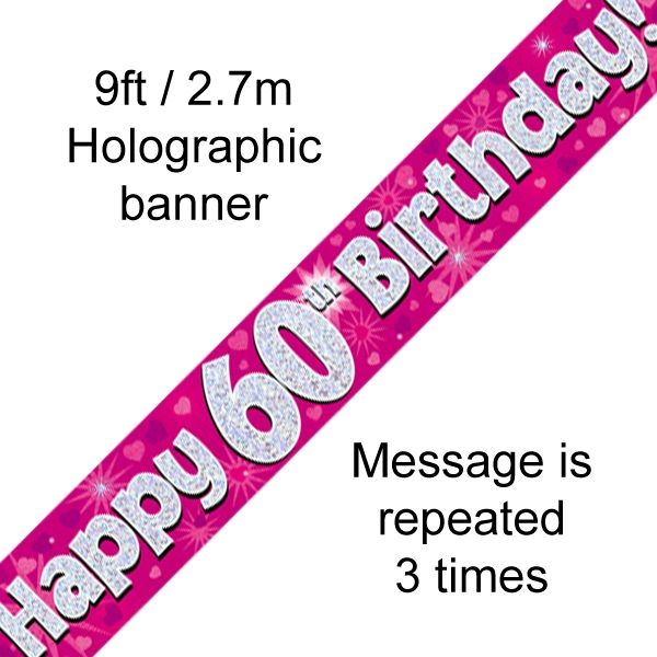 Happy 60th birthday banner 9 feet