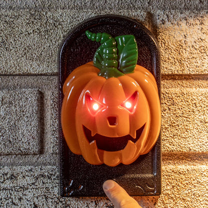 Global Gizmos Halloween Doorbell Decoration / Pumpkin Design / Glowing LED and Spooky Sound Effects