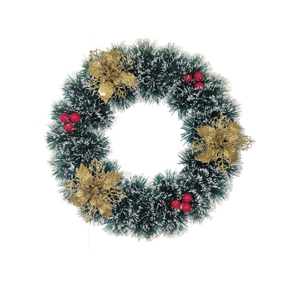 Christmas Tinsel Wreath  Snow Tipped Small (28cm)