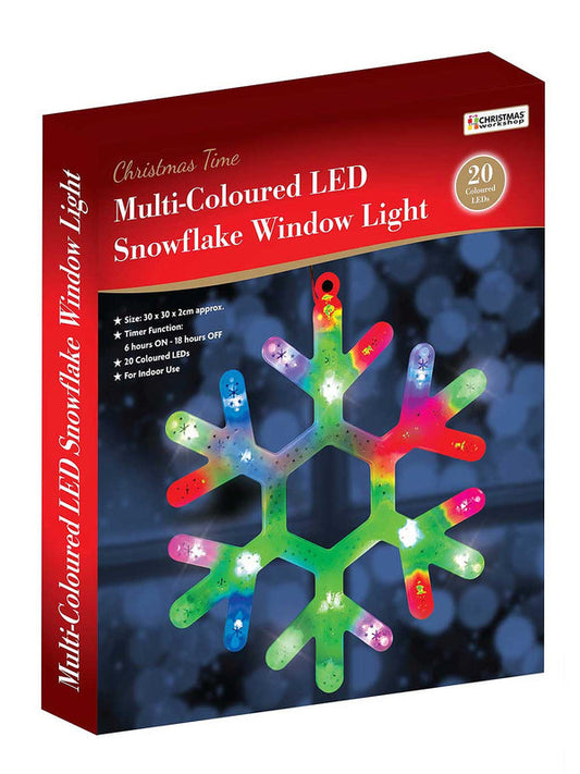 Le flocon de neige de Noël lumineux multicolore pour fenêtre