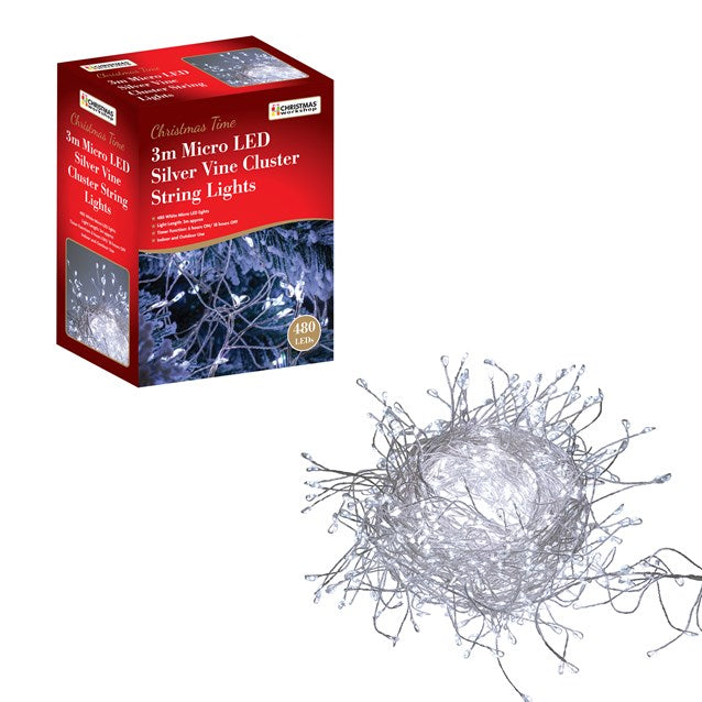 Christmas Workshop 3M 480 Micro LED Silver Cluster String Light-White