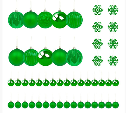 The Christmas Workshop 50Pk Shatterproof Baubles - Green